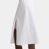 High-Rise Denim Maxi Skirt with Slit