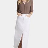 High-Rise Denim Maxi Skirt with Slit