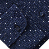 Summer Navy-White Polka Dot Print Crinkle Textured Hybrid Shirt