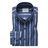 Summer Navy Stripped Textured Hybrid Shirt