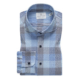 Summer Blue Check Crinkle Textured Hybrid Shirt