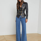 Ottilie Zipper Trim Leather Blazer