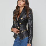 Ottilie Zipper Trim Leather Blazer