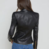 Ottilie Zipper Trim Leather Blazer