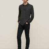 Marty Long Sleeve Burnout Polo with Peace Sign