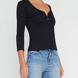 Rowena 3/4 Sleeve Henley Top