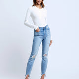 High Line High Rise Skinny Destroyed Denim