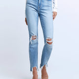 High Line High Rise Skinny Destroyed Denim