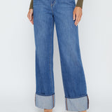 Miley High Rise Wide Leg Cuffed Jeans