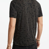 Short Sleeve Printed Leopard Burnout Crew