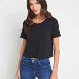 Donna Short Sleeve Crop Crew Neck Tee