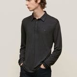 Marty Long Sleeve Burnout Polo with Peace Sign