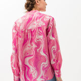 Viv Cotton Printed (42-5748) Relaxed Marble Blouse