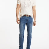 Short Sleeve Raw Edge Tee- Skull Embroidery