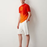 Mens Faded Effect Printed Cotton Crew Neck Logo T-Shirt
