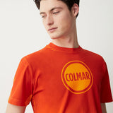 Mens Faded Effect Printed Cotton Crew Neck Logo T-Shirt