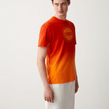 Mens Faded Effect Printed Cotton Crew Neck Logo T-Shirt