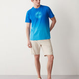 Faded Effect Logo Printed Cotton Crew Neck T-Shirt