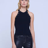 Rosemary High-Neck Button Tank