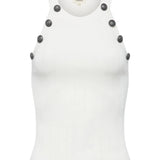 Rosemary High-Neck Button Tank