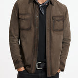 Izzy Leather Shirt Jacket with Snaps