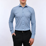 Circle Pattern Medium Blue Modern 4Flex Stretch Knit Shirt