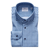 Circle Pattern Medium Blue Modern 4Flex Stretch Knit Shirt