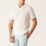 SS MODERN OPEN KNIT POLO IN FASHIONED FORMA ORGANIC STRETCH