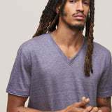 Wooster Slim Fit Short Sleeve Linen V-Neck