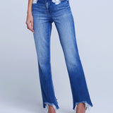 Harmon High-Rise Slim Straight Distressed Hem Pants