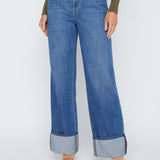 Miley High Rise Wide Leg Cuffed Jeans