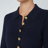 Sterling Jewel Button Collar Sweater