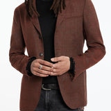 Slim Fit Lapel Jacket with Raw Edges