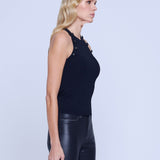Rosemary High-Neck Button Tank