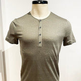 Regular Fit Short Sleeve Henley with Pick Stitch