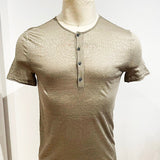 Regular Fit Short Sleeve Henley with Pick Stitch