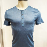 Regular Fit Short Sleeve Henley with Pick Stitch