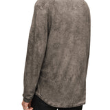 Ash Long Sleeve Grommet Henley with Carbon Wash
