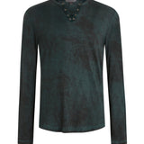 Ash Long Sleeve Grommet Henley with Carbon Wash