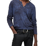Ash Long Sleeve Grommet Henley with Carbon Wash