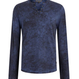 Ash Long Sleeve Grommet Henley with Carbon Wash
