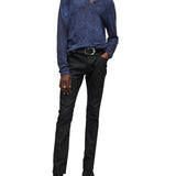 Ash Long Sleeve Grommet Henley with Carbon Wash