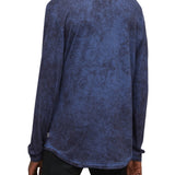 Ash Long Sleeve Grommet Henley with Carbon Wash