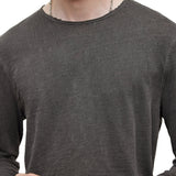 Long Sleeve Garment Dye Slub Crew with Raw Edges