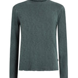 Long Sleeve Garment Dye Slub Crew with Raw Edges
