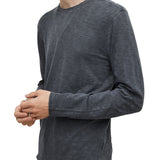 Long Sleeve Garment Dye Slub Crew with Raw Edges