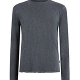 Long Sleeve Garment Dye Slub Crew with Raw Edges