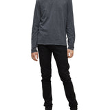 Long Sleeve Garment Dye Slub Crew with Raw Edges