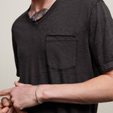 Davis Short Sleeve Burnout V Neck With Chest Pocket
