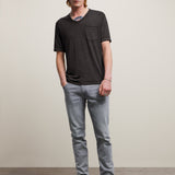Davis Short Sleeve Burnout V Neck With Chest Pocket